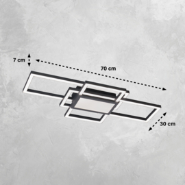 Fischer & Honsel plafondlamp Seth led, mat zwart 70 cm incl. afstandsbediening