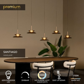 Lucide SANTIAGO - Hanglamp - LED Dimb. - CCT - 5x10W 2700K/4000K - Amber