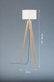 Fischer & Honsel vloerlamp Shine Wood, eiken met stoffen kap