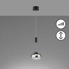 Fischer&honsel hanglamp Arosa led, zwart-rookglas