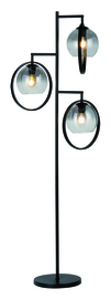 Freelight vloerlamp Aureol, 3-lichts zwart met smoke glas