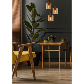Lucide hanglamp Toledo, 3-lichts koper amber glas rond