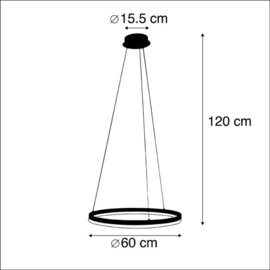 Qazqa hanglamp Anello led, zwart incl. switch dimmer 60 cm