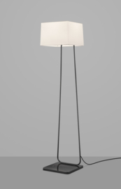 Helestra vloerlamp Pad, mat zwart met witte kap