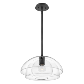 Hanglamp Lotus, zwart met helder glas