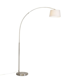 Vloerlamp Arc Basic, mat nikkel met witte kap