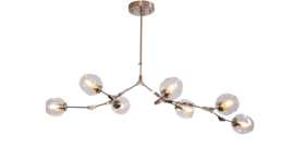 Light trend hanglamp Atom, 7-lichts mat nikkel met helder glas
