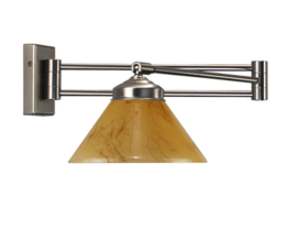 Wandlamp Dakkap, zwenkbaar donker marmer glas