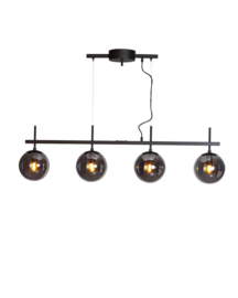 By Rydéns hanglamp Boyle, 4-lichts zwart grijs glas