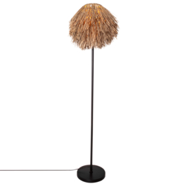 By Rydéns vloerlamp Bali, zwart met natuur kap incl. licht bron