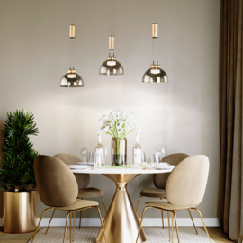 Fischer&honsel hanglamp Avignon led, 3-lichts zwart-goud