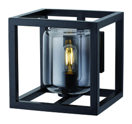 Freelight wandlamp Dentro, zwart met smoke glas