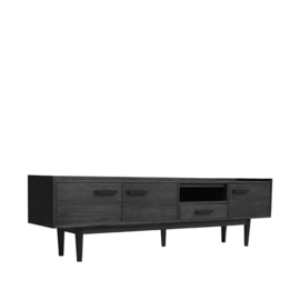 Tv- meubel Cali, zwart acaciahout 210 cm