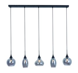 Freelight hanglamp Macchia, 5-lichts met rookglas