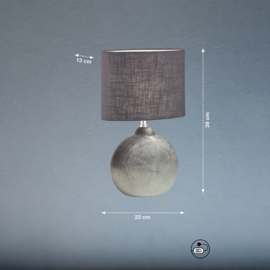 Fischer & Honsel  tafellamp Foro, antiek zilver met antraciet kap
