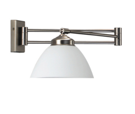 Wandlamp Calimero, zwenkbaar mat wit glas