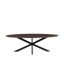 Label 51 Eettafel James, espresso mangohout | zwart metaal 240 cm