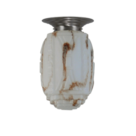 Old timer light plafondlamp 6kant,  motief serpentine glas