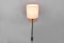 Trio lighting wandlamp Nilam, natural hout met ronde kap