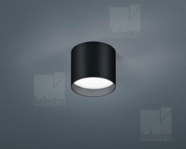 Plafondlamp Dora led, rond zwart met gesatineerd glas