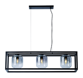 Freelight hanglamp Dentro , 3-lichts zwart met smoke glas