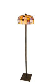 Old timer light vloerlamp Iglo, middel bruin met tiffany color
