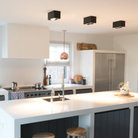 Qazqa plafondspot  Design rechthoekig, 2-lichts zwart incl. licht bron