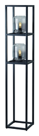 Vloerlamp Dentro, 2-lichts zwart met smoke glas