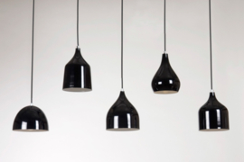 Linea verdace hanglamp  Vintage, 5-lichts hoogglans zwart
