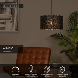 Lucide ALMELO - Hanglamp - Ø 40 cm - 1xE27 - Zwart