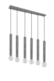 Trio lighting hanglamp Clermont,  6-lichts mat nikkel incl licht bron
