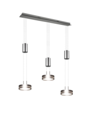 Trio lighting hanglamp Franklin led, 3-lichts mat nikkel met switch dimmer