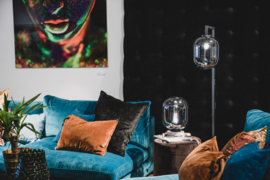 By Rydéns vloerlamp Leola, zwart met smoke glas incl. led bron