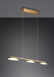 Trio lighting hanglamp Merton led, 3-lichts messing incl. switch dimmer