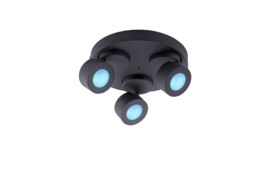 Trio lighting plafondspot  Sancho led, 3-lichts zwart rond WIZ incl. afstandsbediening