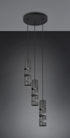 Trio lighting hanglamp Stream, 3-lichts zwart rond