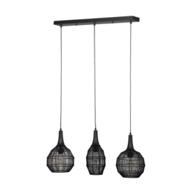 Trio lighting hanglamp Soraya, 3-lichts zwart