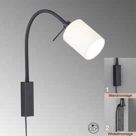 Fischer & Honsel wandlamp Flex Maui led, mat zwart met wit