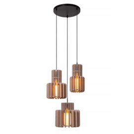 Lucide hanglamp Rollo, 3-lichts taupe