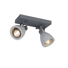 Qazqa plafondspot  Creto, 2-lichts grijs beton incl. licht bron