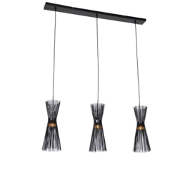 Qazqa hanglamp Broom 3-lichts zwart
