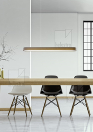 Helestra  hanglamp Boki led, mat nikkel met mokka kap 100 cm