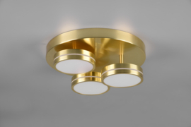 Trio lighting plafondlamp Franklin led, mat messing incl. switch dimmer