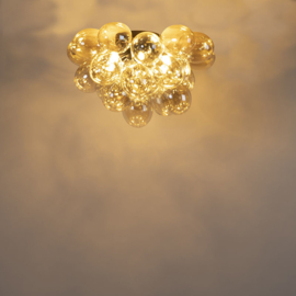 Plafondlamp Uvas, 6-lichts zwart met amber glas incl. licht bron