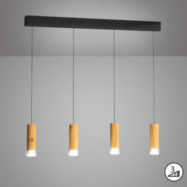 Fischer&Honsel  hanglamp Shine wood led, 4-lichts eiken