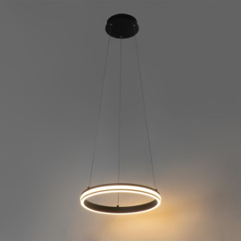 Qazqa hanglamp Rondas led, zwart incl. switch dimmer