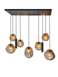 Hanglamp Din ei, 7+2 lichts met amber glas