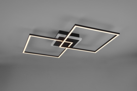 Plafondlamp Arribo led, vierkant zwart incl. switch dimmer en afstandsbediening