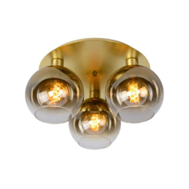 Lucide plafondlamp Marius, 3-lichts mat goud-messing