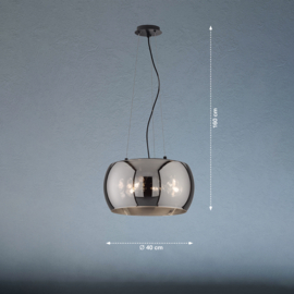 Fischer&honsel hanglamp Dima, zwart-rookglas